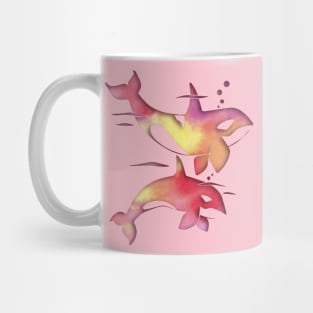 Peach Sea Orca Whales Mug